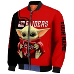 customized texas tech red raiders adorable yoda red black bomber jacket best selling