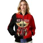 customized texas tech red raiders adorable yoda red black bomber jacket best selling