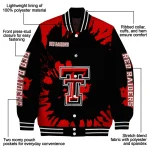 customized texas tech red raiders burst splatter red varsity jacket best selling