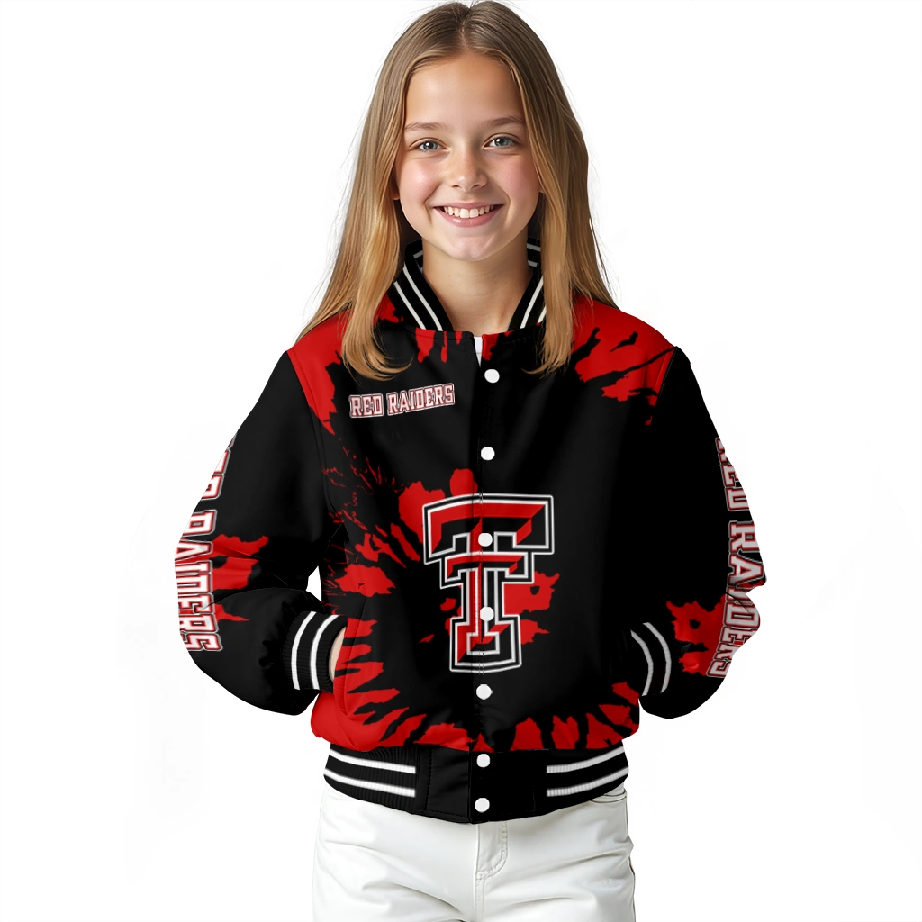 customized texas tech red raiders burst splatter red varsity jacket top rated customized texas tech red raiders burst splatter red varsity jacket top rated