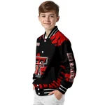 customized texas tech red raiders burst splatter red varsity jacket best selling