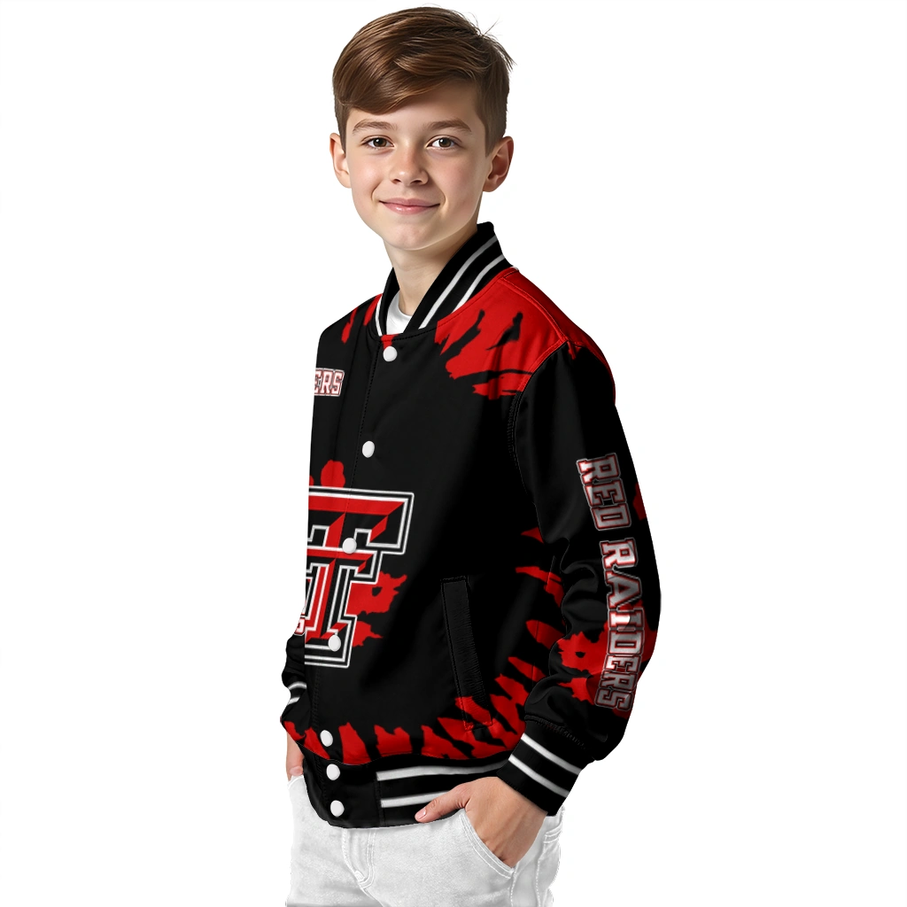 customized texas tech red raiders burst splatter red varsity jacket trendy customized texas tech red raiders burst splatter red varsity jacket trendy