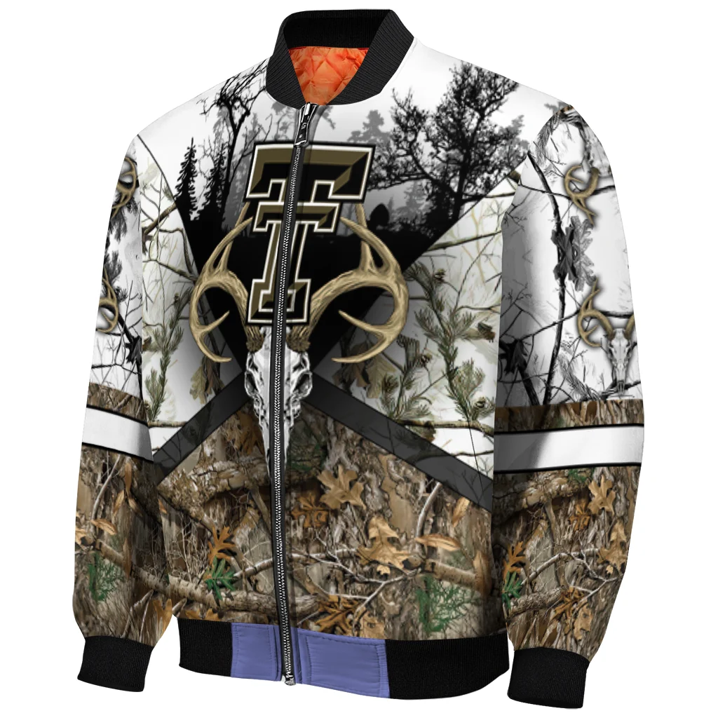 customized texas tech red raiders deer skull camouflage white bomber jacket fashion forward customized texas tech red raiders deer skull camouflage white bomber jacket fashion forward