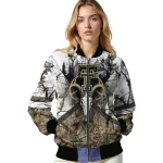 customized texas tech red raiders deer skull camouflage white bomber jacket best selling