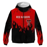 customized texas tech red raiders flame trim red black windbreaker jacket best selling