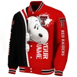 customized texas tech red raiders snoopy head red varsity jacket best selling