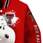 customized texas tech red raiders snoopy head red varsity jacket best selling
