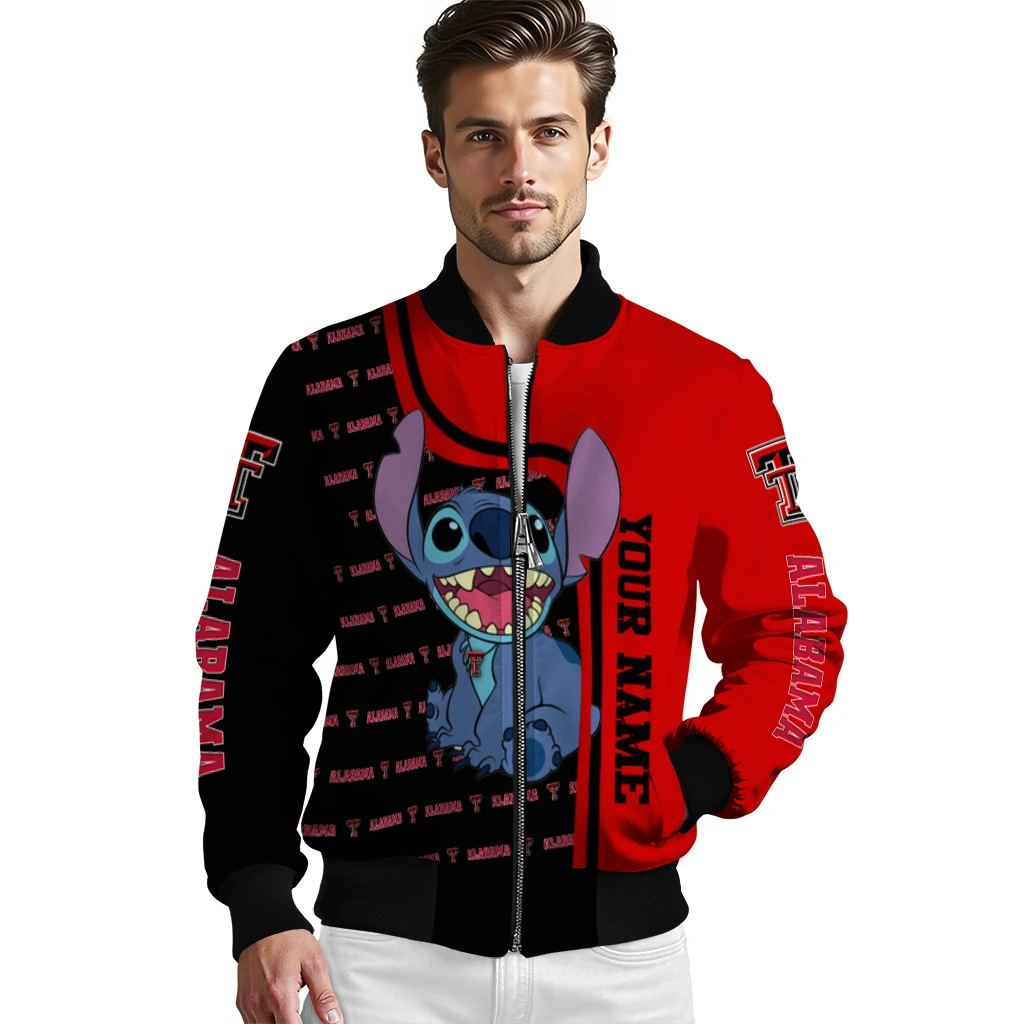 customized texas tech red raiders stitch laughing red bomber jacket high quality customized texas tech red raiders stitch laughing red bomber jacket high quality