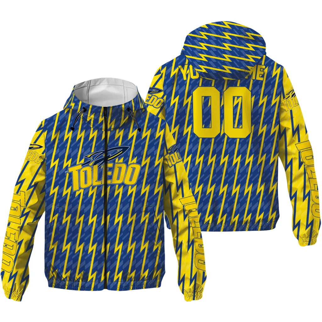 customized toledo rockets lightning strike grid blue windbreaker jacket high quality customized toledo rockets lightning strike grid blue windbreaker jacket high quality