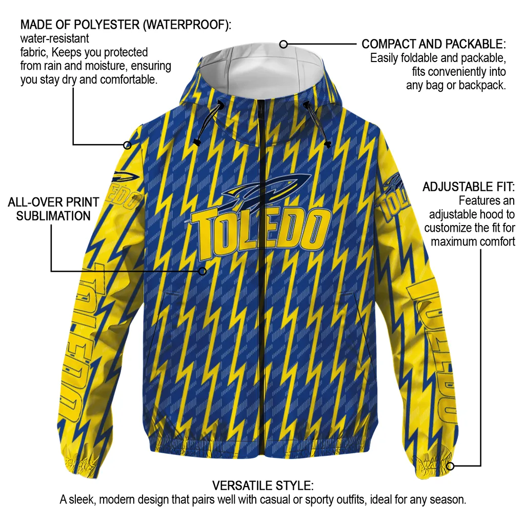 customized toledo rockets lightning strike grid blue windbreaker jacket new arrival customized toledo rockets lightning strike grid blue windbreaker jacket new arrival