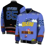 customized toledo rockets mario blocks blue black varsity jacket best selling