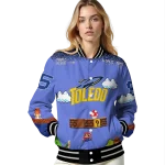 customized toledo rockets mario blocks blue black varsity jacket best selling