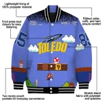 customized toledo rockets mario blocks blue black varsity jacket best selling