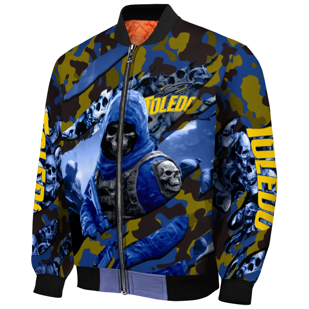 customized toledo rockets skull horde blue bomber jacket fashion forward customized toledo rockets skull horde blue bomber jacket fashion forward