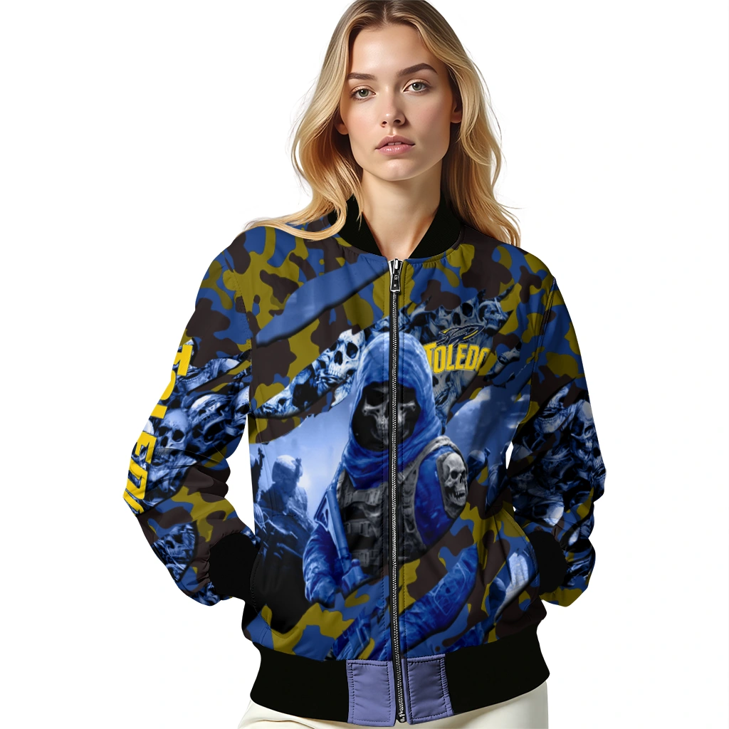 customized toledo rockets skull horde blue bomber jacket latest model customized toledo rockets skull horde blue bomber jacket latest model