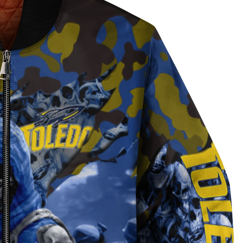 customized toledo rockets skull horde blue bomber jacket premium grade customized toledo rockets skull horde blue bomber jacket premium grade