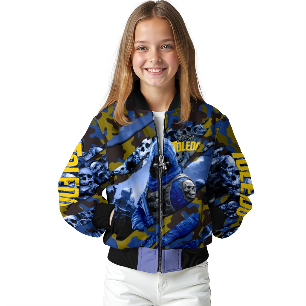 customized toledo rockets skull horde blue bomber jacket top rated customized toledo rockets skull horde blue bomber jacket top rated