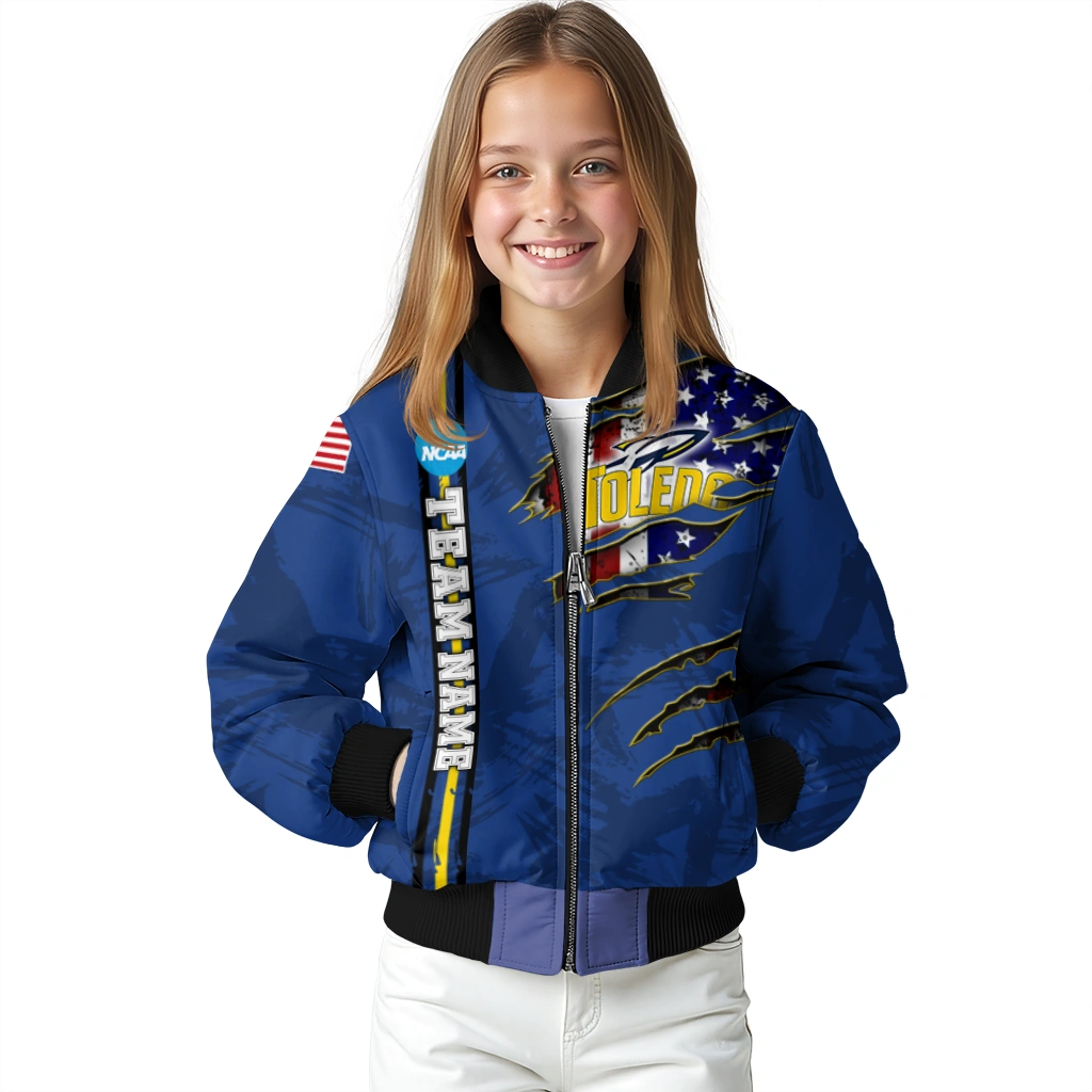 customized toledo rockets usa flag claws blue bomber jacket top rated customized toledo rockets usa flag claws blue bomber jacket top rated