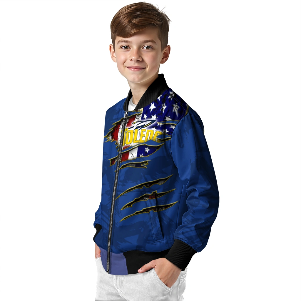 customized toledo rockets usa flag claws blue bomber jacket trendy customized toledo rockets usa flag claws blue bomber jacket trendy