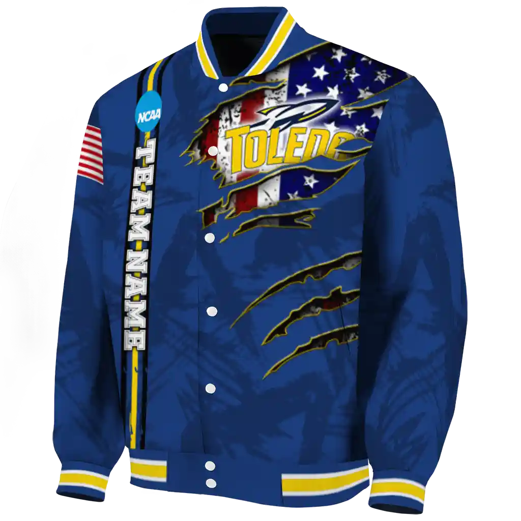 customized toledo rockets usa flag claws blue varsity jacket best selling customized toledo rockets usa flag claws blue varsity jacket best selling