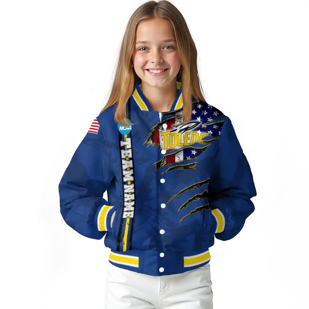 customized toledo rockets usa flag claws blue varsity jacket top rated customized toledo rockets usa flag claws blue varsity jacket top rated