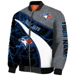customized toronto blue jays electric flash blue bomber jacket best selling