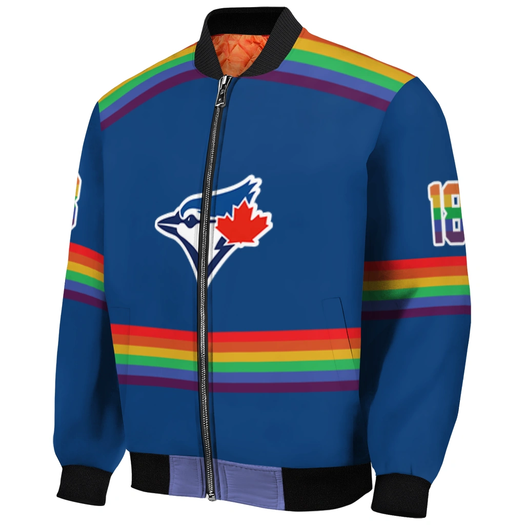 customized toronto blue jays rainbow jersey number blue bomber jacket fashion forward customized toronto blue jays rainbow jersey number blue bomber jacket fashion forward
