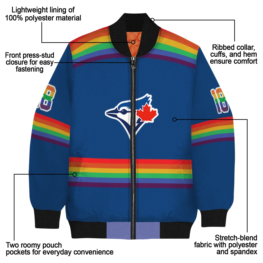 customized toronto blue jays rainbow jersey number blue bomber jacket new arrival customized toronto blue jays rainbow jersey number blue bomber jacket new arrival