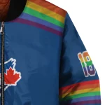 customized toronto blue jays rainbow jersey number blue bomber jacket best selling