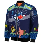 customized toronto blue jays spongebob playtime blue bomber jacket best selling