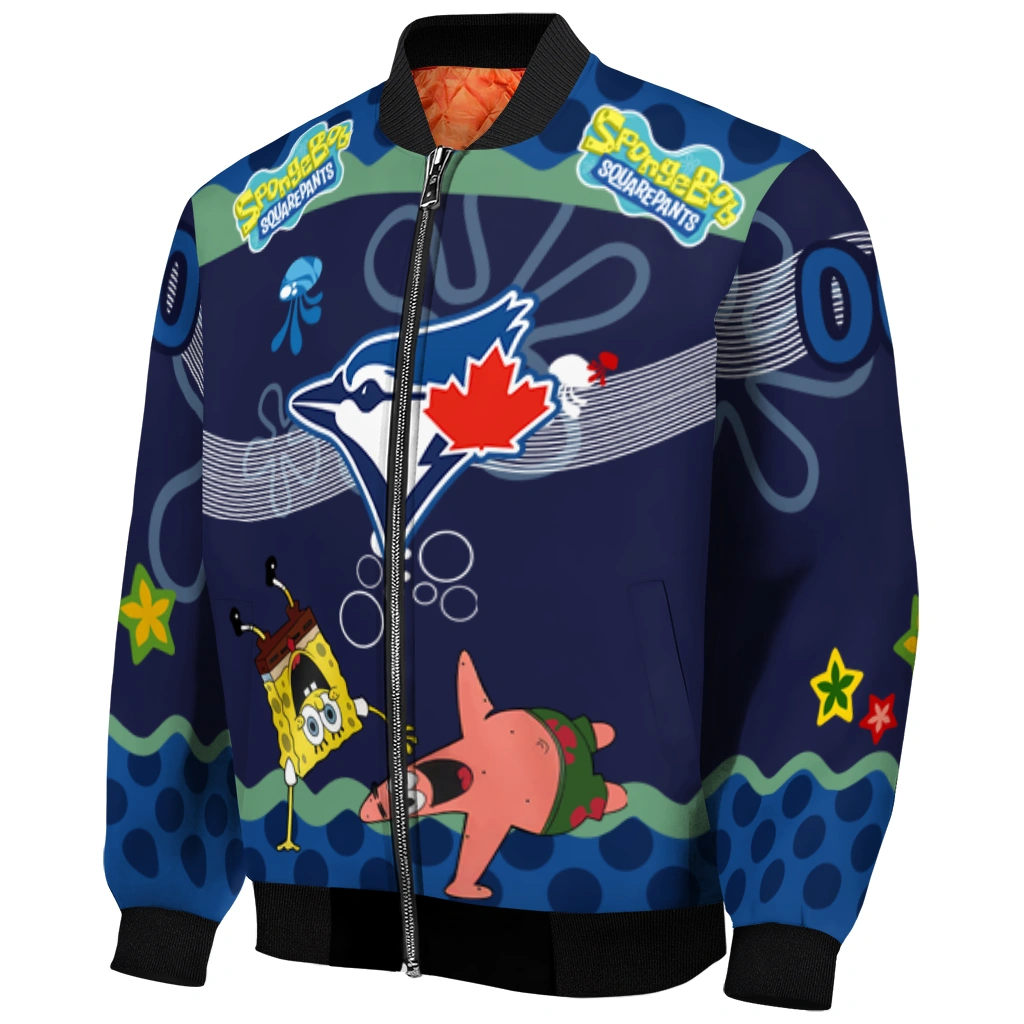 customized toronto blue jays spongebob playtime blue bomber jacket fashion forward customized toronto blue jays spongebob playtime blue bomber jacket fashion forward