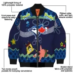 customized toronto blue jays spongebob playtime blue bomber jacket best selling