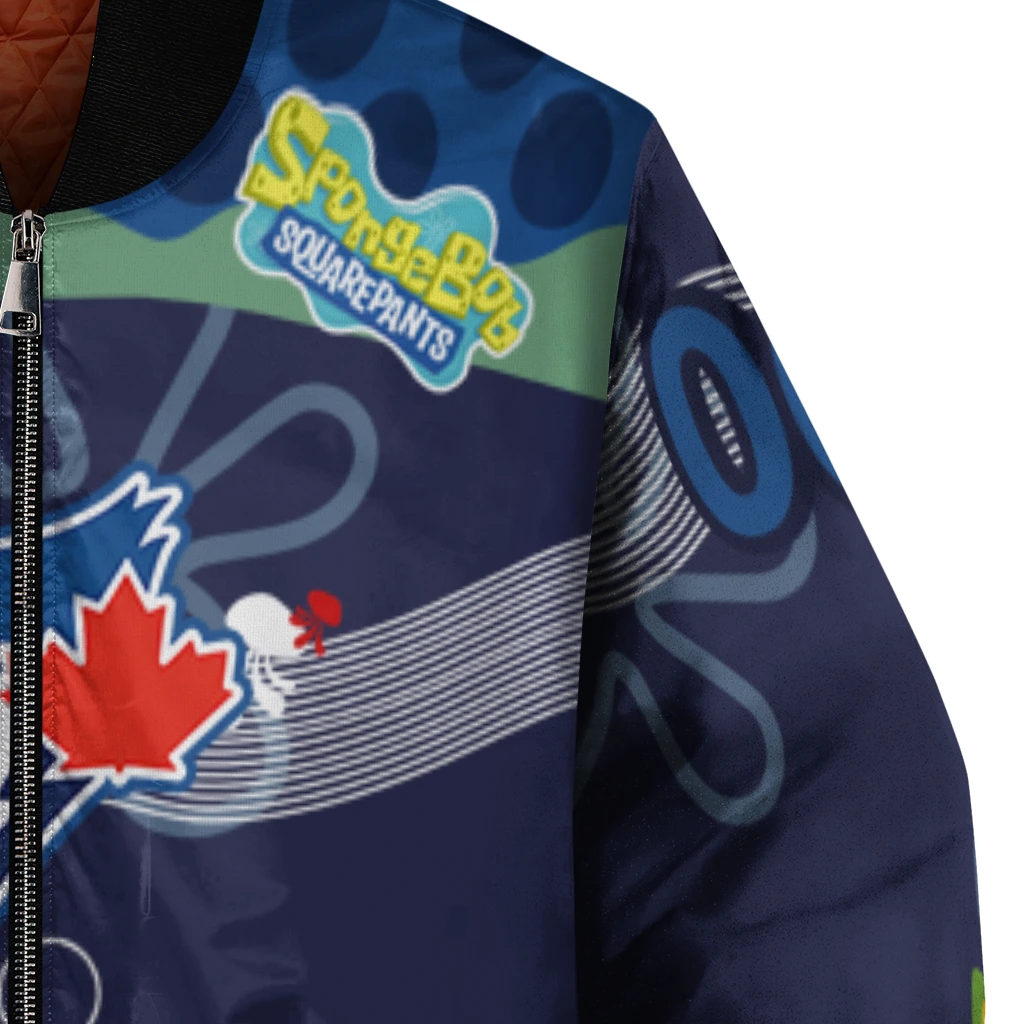 customized toronto blue jays spongebob playtime blue bomber jacket premium grade customized toronto blue jays spongebob playtime blue bomber jacket premium grade
