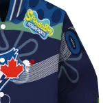 customized toronto blue jays spongebob playtime blue varsity jacket best selling