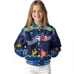 customized toronto blue jays spongebob playtime blue varsity jacket best selling