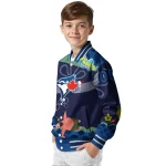 customized toronto blue jays spongebob playtime blue varsity jacket best selling