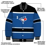 customized toronto blue jays stripe statement blue black varsity jacket best selling