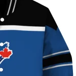 customized toronto blue jays stripe statement blue black varsity jacket best selling