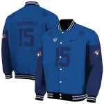 customized toronto blue jays team patch blue varsity jacket best selling