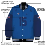 customized toronto blue jays team patch blue varsity jacket best selling