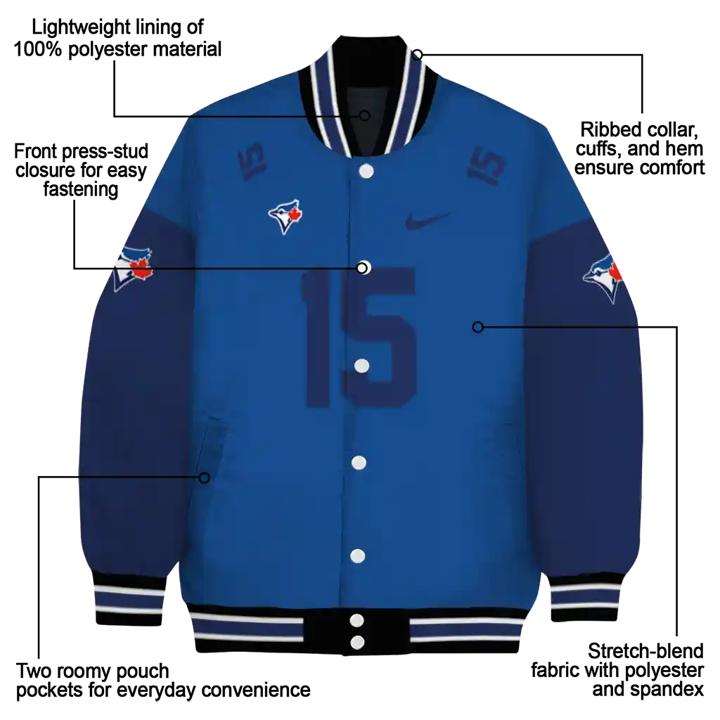 customized toronto blue jays team patch blue varsity jacket new arrival customized toronto blue jays team patch blue varsity jacket new arrival