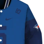 customized toronto blue jays team patch blue varsity jacket best selling