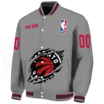 customized toronto raptors claw accent grey varsity jacket best selling