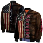 customized toronto raptors flag wood brown bomber jacket best selling