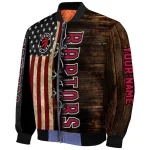 customized toronto raptors flag wood brown bomber jacket best selling