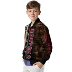 customized toronto raptors flag wood brown bomber jacket best selling