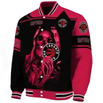 customized toronto raptors reaper hands red black varsity jacket best selling