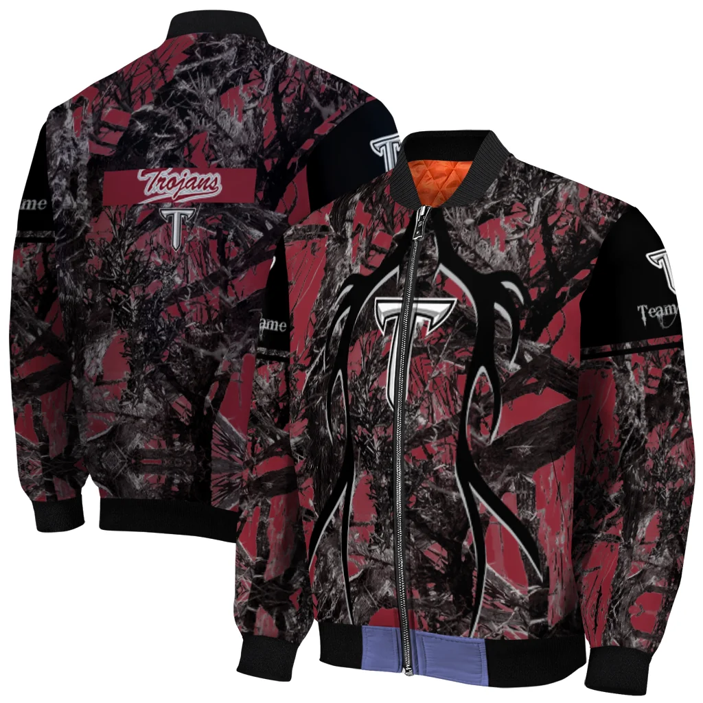 customized troy trojans antlers motif red black bomber jacket best selling customized troy trojans antlers motif red black bomber jacket best selling