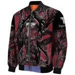 customized troy trojans antlers motif red black bomber jacket best selling
