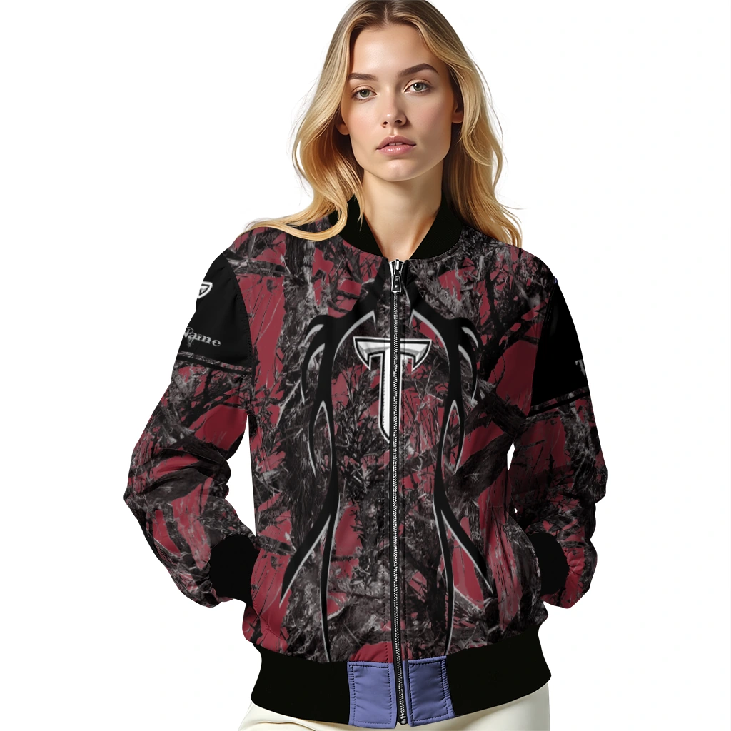 customized troy trojans antlers motif red black bomber jacket latest model customized troy trojans antlers motif red black bomber jacket latest model